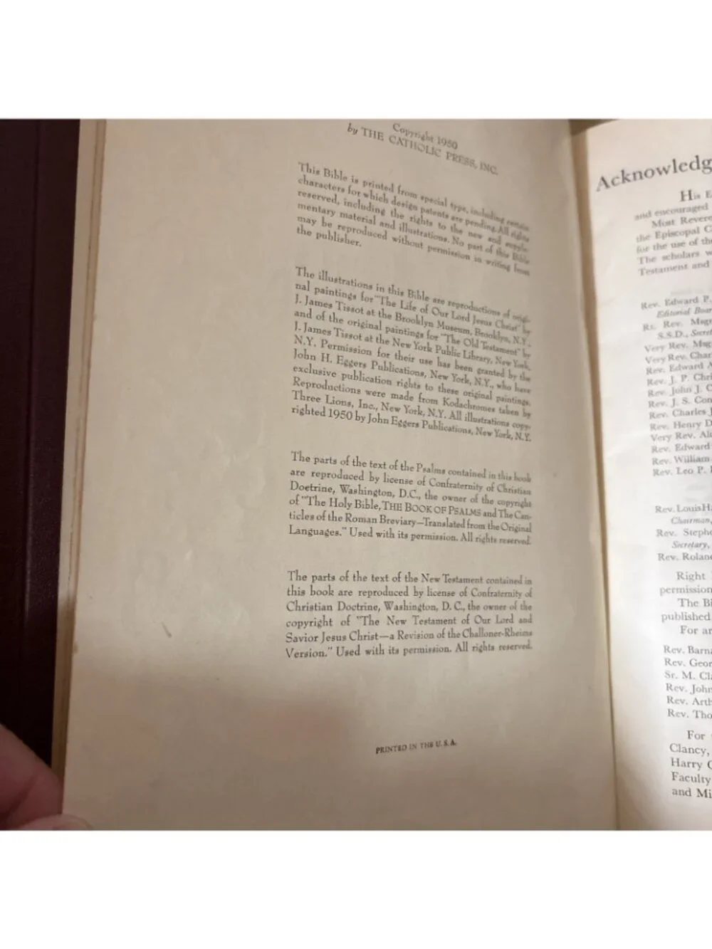 Holy Family Edition Catholic Bible 1950 Old & New Testament Gold Edge Pages